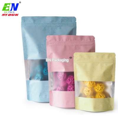 matte plastic bag christmas food packaging with window for candy cookie