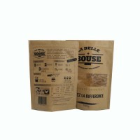 Printed Logo Biodegradable Brown Kraft Paper Stand Up Zip Dry Fruit Food Storage Pouch Coffee Tea Bags with Clear Window