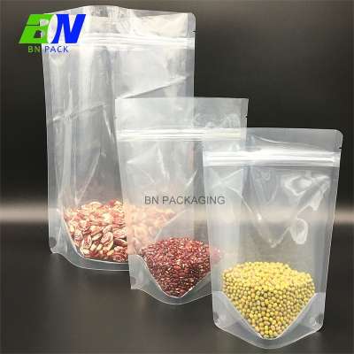 Environment friendly packing supplies biodegradable LLDPE clear pouch ziplock plastic packaging bag for meat powder dried fruit