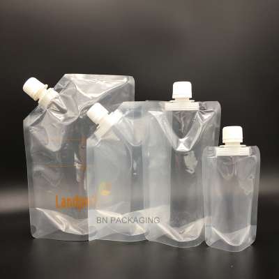 Custom printed clear drink reusable food spout pouch plastic liquid pouch for water